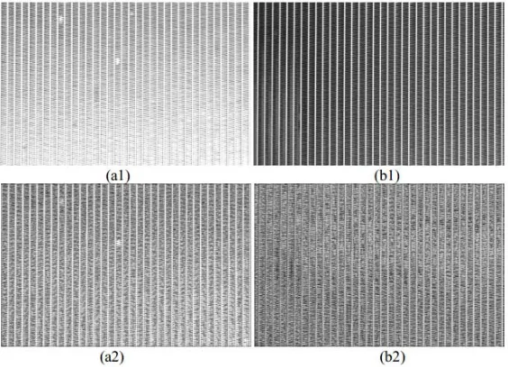 Figure 4. Two surface images of heat exchangers and their corresponding LBP version. 