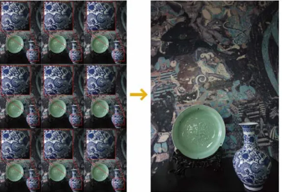 Figure 1.  focal stack images(left), all-in-focus image(right). 