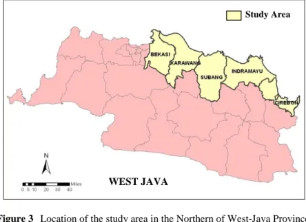 Figure 3  Location of the study area in the Northern of West-Java Province. 