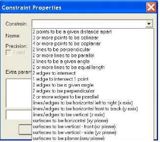 Figure 2.6 – Constraints available by PhotoModeler Pro 