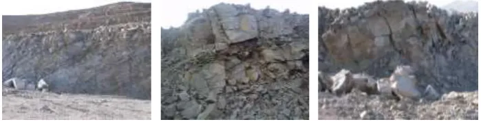 Figure 1. (a) One-way oblique bedding; (b) Non-directional non-structural fractured rock mass;  (c) Rock mass cut and broken by non-structural fracture