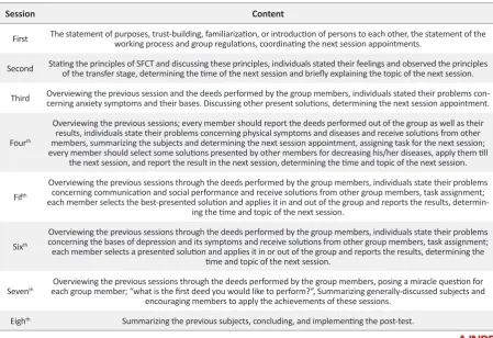 Table 1 The outline of the Solution-Focused Therapeutic Sessions
