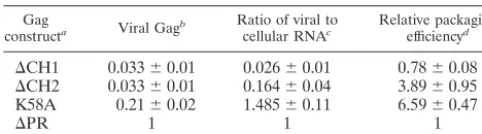 TABLE 1. Relative packaging efﬁciencies of NC mutants to �PR