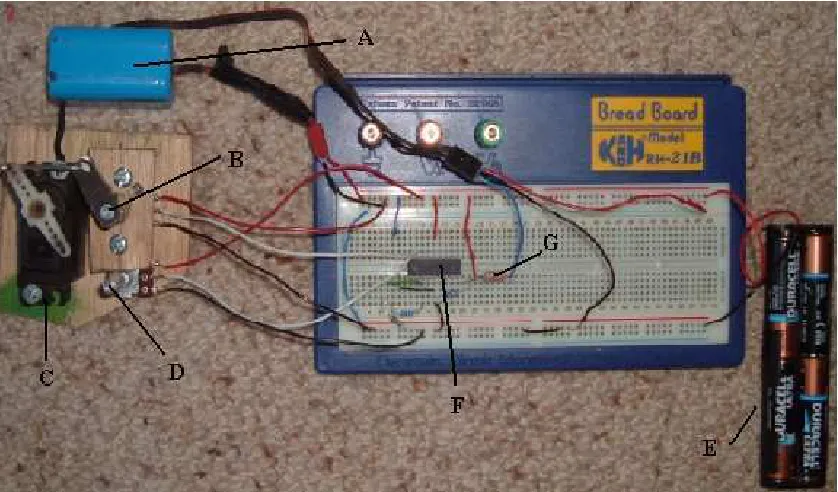 Figure 5.4 Image of the system used to test the operation of the PICAXE chip