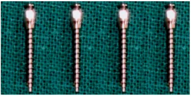 Figure 1- Length 6mm- diameters from left to right-1.3mm, 1.4mm, 1.5mm, 1.6mmFigure 1- Length 6mm- diameters from left to right-1.3mm, 1.4mm, 1.5mm, 1.6mmFigure 1- Length 6mm- diameters from left to right-1.3mm, 1.4mm, 1.5mm, 1.6mm
