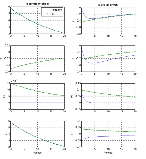 Figure 3: Impulse Responses Without Conservatism (α = 0)