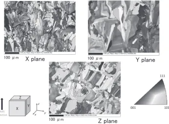 Fig. 4　IPF maps of the as-built specimen.