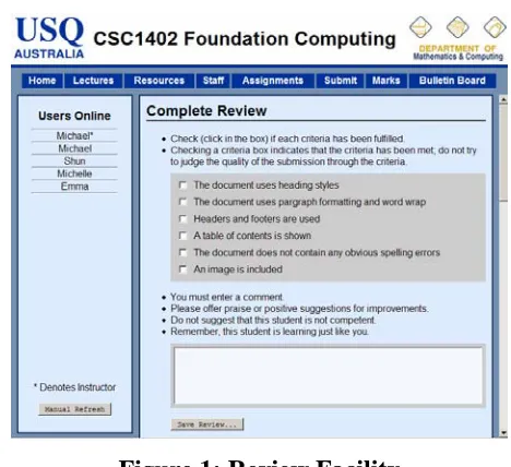 Figure 2: Moderation Facility (false names used) 