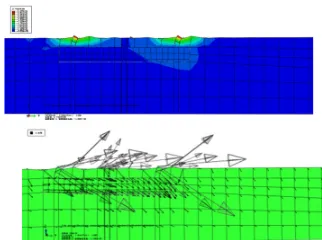 Figure 7. The displacement contour of the foundation under  horizontal load.  