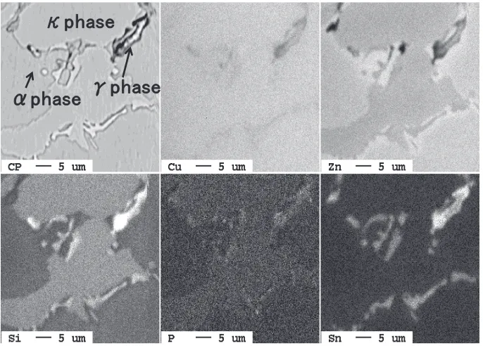 Fig. 6　Mapping of phases in 0.5 mass% Sn-CAC804.