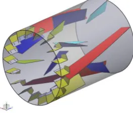 Figure 2. Shape and distribution of the baffles in the mixing drum. 