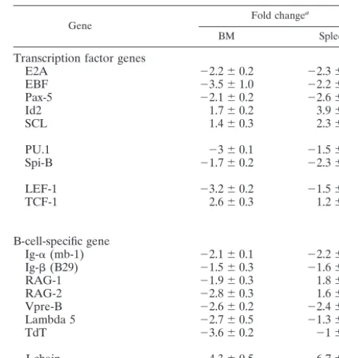 TABLE 1. Expression of B-cell-speciﬁc genes in DNA microarrays