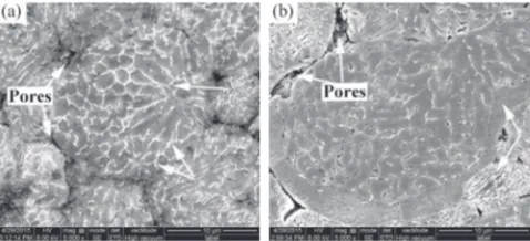 Fig. 1Micrographs of the powder compacts prepared by (a) non-milledand (b) ball-milled powders.