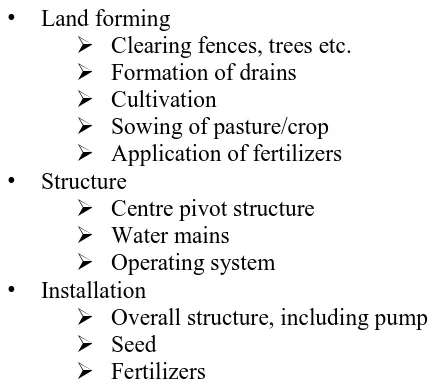 table 8. For specific details of all the values for the initial embodied energy associated with a centre pivot irrigation system, refer to Appendix B
