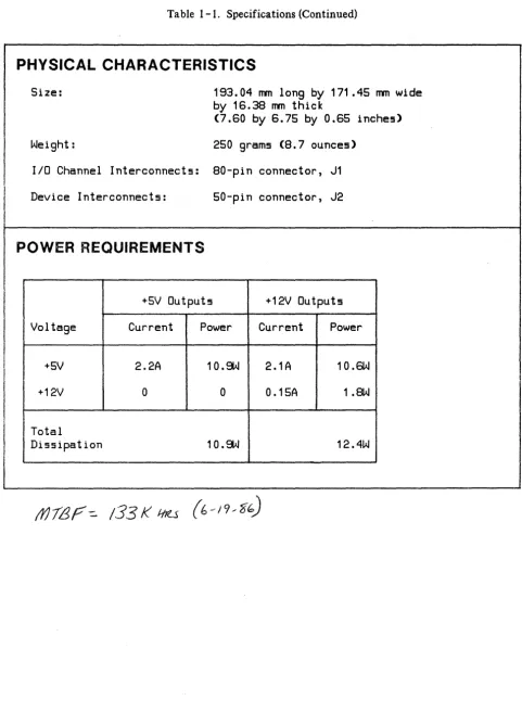 Table 1-1. Specifications (Continued) 
