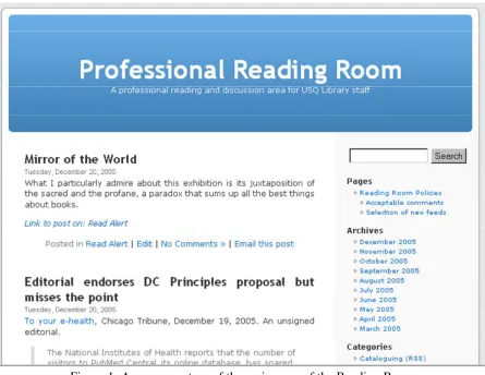 Figure 1: A screen capture of the main page of the Reading Room 