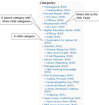 Figure 3: A screen capture of how the categories are displayed to the user.    