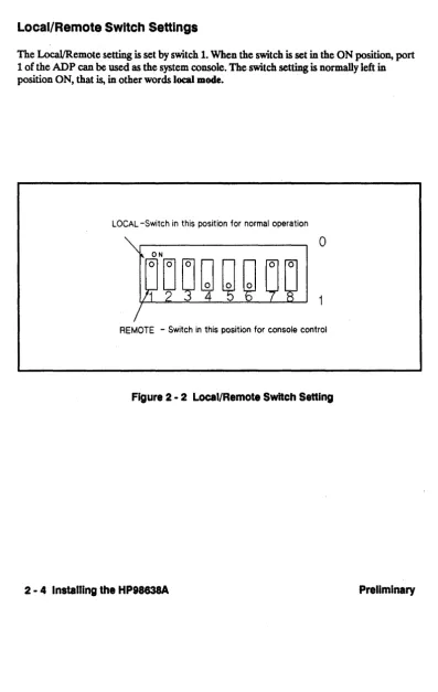 Figure 2 - 2 Local/Remote Switch Setting 
