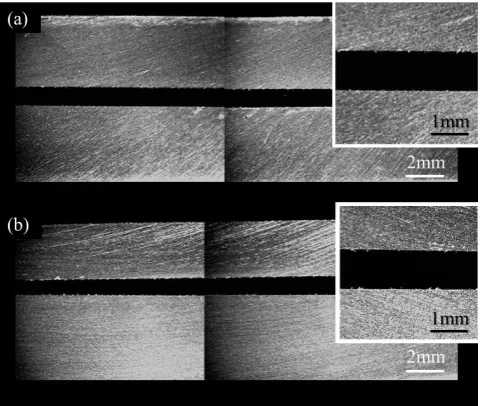 Fig. 8　Macrophotographs of the air cooled composites containing SMA f-bers with preheating