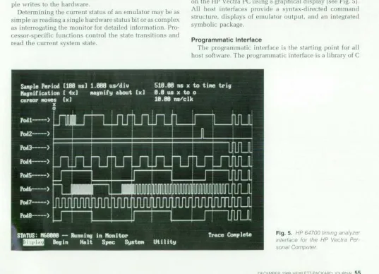 Fig. 6 on page 50). A timing analyzer interface is provided on the HP Vectra PC using a graphical display (see Fig