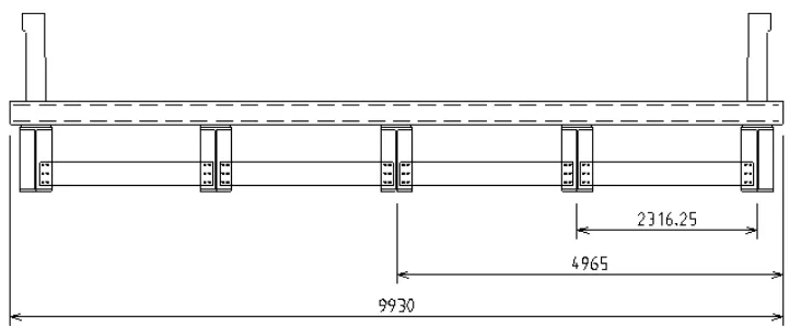 Figure 3.8: Girder spacing for preliminary five girder bridge. 