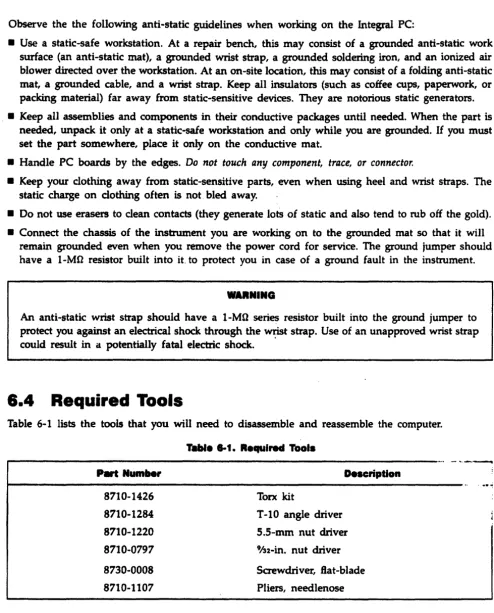 Table 6-1 lists the tools that you will need to disassemble and reassemble the computer