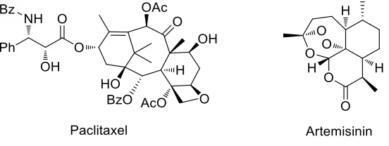 Figure 1. Valuable potential pharmaceutical products Paclitaxel and Artemisinin. 