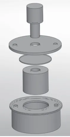 Fig. 1Schematic picture of the Shear Punch Test (SPT) die and setup.