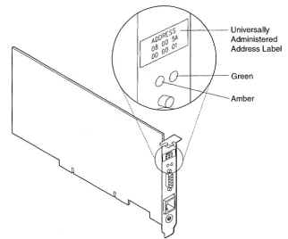 Figure 8 and Figure 9 on page 20 describe the LEOs and labels located on the bracket of the IBM PCI Token-Ring Adapter
