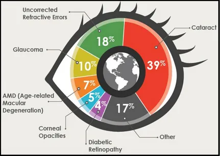 Figure 1-1: Global causes of blindness due to eye diseases and uncorrected refractive 