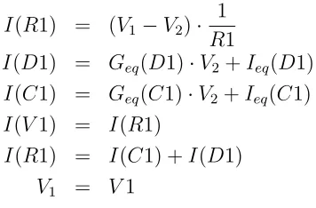 Figure 2.5: Circuit Equations with contributions from devices