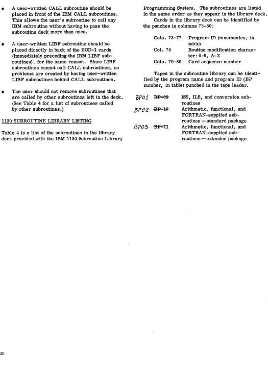 table) Program Routine 