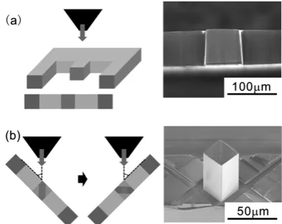 Fig. 1　Schematic and corresponded SEM images in the pillar fabrication process.