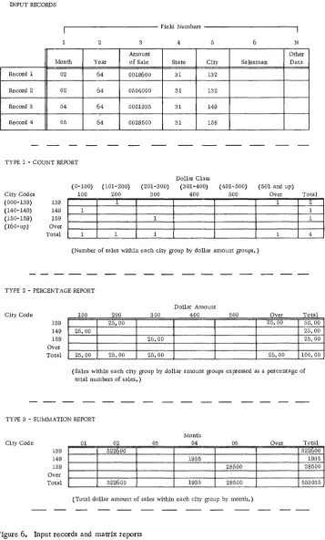 Figure 6. Input records and matrix reports 