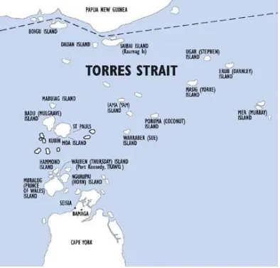 Figure 1: Torres Strait Regional Map showing communities across the Torres Strait. 
