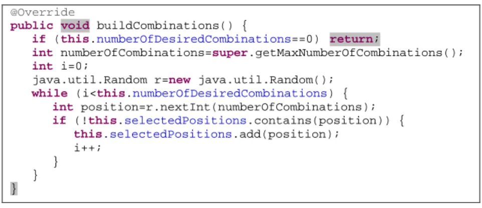 Figure 9. Java code of the RandomAlgorithm 