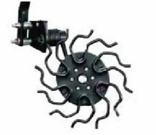 Figure 29: Top views of a finger wheel row preparation device showing the  optional wheel positions 