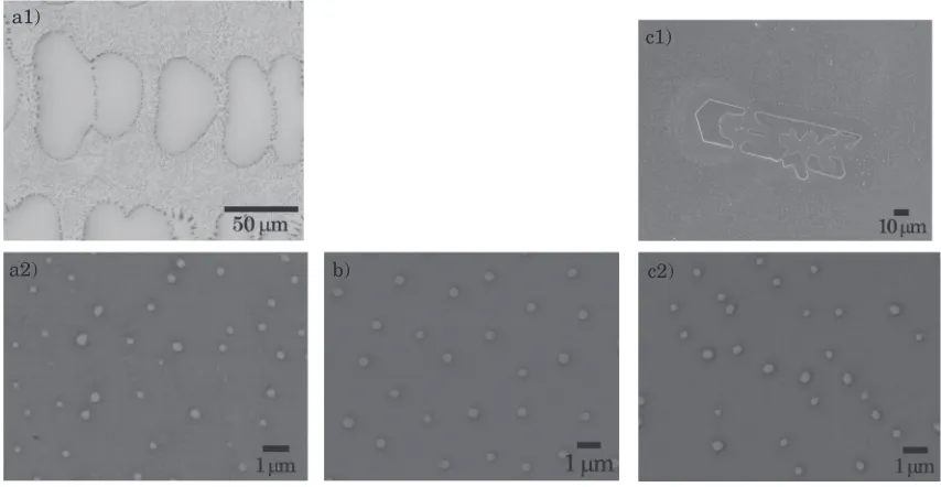 Fig. 2Horizontal cross section of unidirectionally solidiﬁed Sn-Cu alloy at growth velocity of 55.6 µm/s observed by a FE-SEM;(a) C0 = 0.61 mass% Cu, (b) C0 = 0.98 mass% Cu, (c) C0 = 2.02 mass% Cu.