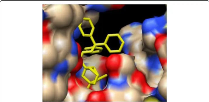 Figure 5 (a) Structure of ligand (DAOA: O) used for protein-ligand docking with DAOA: molecularformula C28H28N3O5PS2, molecular weight 581.642782