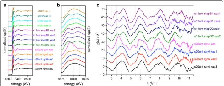 Figure  1  serves as an example of Ni distributed in a  constant and homogeneous manner throughout the  solid phase of a large mineral particle (purple color in  the tricolor map), which is hundreds of micrometers in  the x, y directions (the scale bar is 