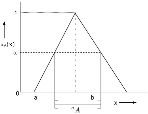 Figure 1. Triangular fuzzy membership function and -cut level 