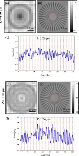 Figure 3.7: Digital refocusing of the EmSight. (a-c) � � �100 ���100 ��refocused FPM phase image
