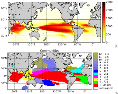 Fig. 8: (a) Degree centrality of the ESM-SST network. The network was built using the samemethodology as for the H-SST network but using SST from the MPI-ESM-LR historical simulations.Fig