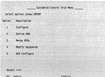 Figure 1-4. Customize Control Disk Menu 