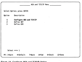 Figure 13. Define AEA and TCPIIP Option 