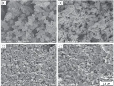 Fig. 2HRTEM micrograph of a liquid-state-sintered specimen at 1593 K.Arrows (a), (b) and (c) indicate the concentration analysis points listed inTable 1.