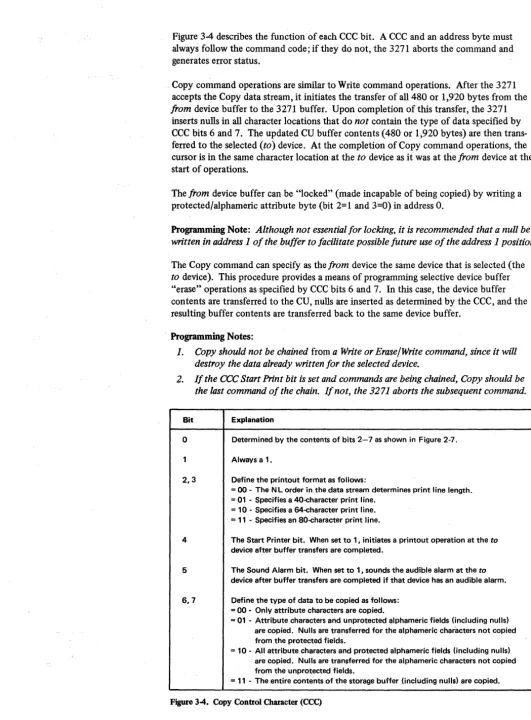 Figure 34 always follow the command code; describes the function of each CCC bit. A CCC and an address byte must if they do not, the 3271 aborts the command and 