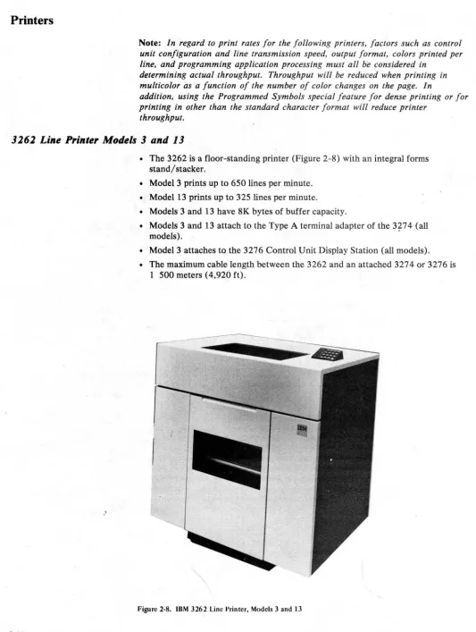 Figure 2-8. IBM 3262 Line Printer, Models 3 and I3 