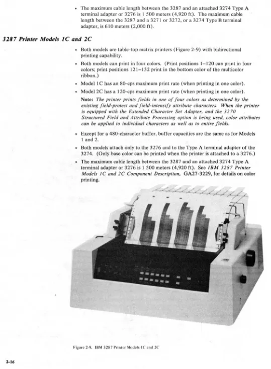 Figure 2·9. IBM 3287 Printer Models I C and 2C 