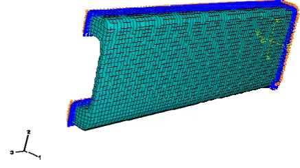 Figure 3: Finite element mesh and boundary conditions for pure bending 